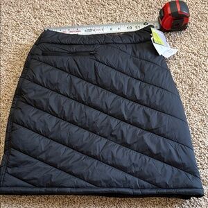 Quilted Water Resistant Black A-Line Skirt with Zip Pocket